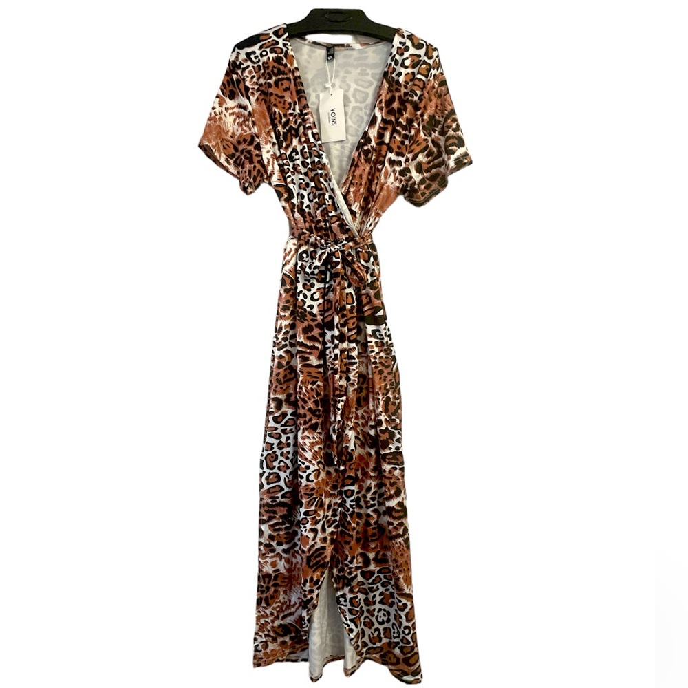 YOINS Leopard Print High Low Dress